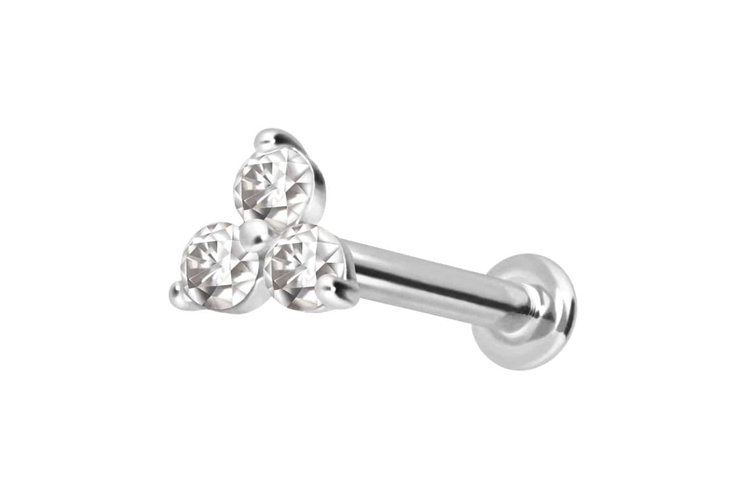 14 Karat Gold Labret Piercing mit Innengewinde MOISSANIT-BLUME